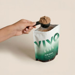 Vegan protein Vivo Life dark chocolate spoon