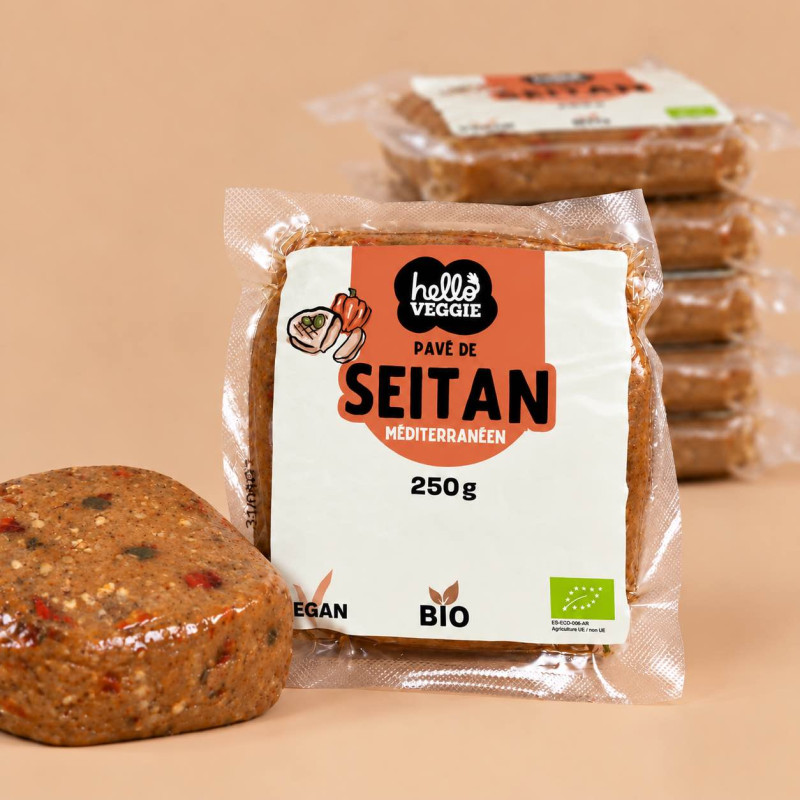 pavé de seitan méditerranéen lot x6 hello veggie