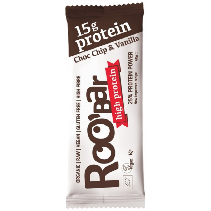 ROOBAR Barre Protéinée Raw Vegan Bio - Choco Chip & Vanille - 60g