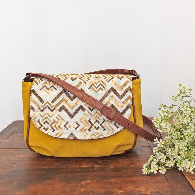 besace flores camille jacquard ocre besace flores camille jacquard ocre