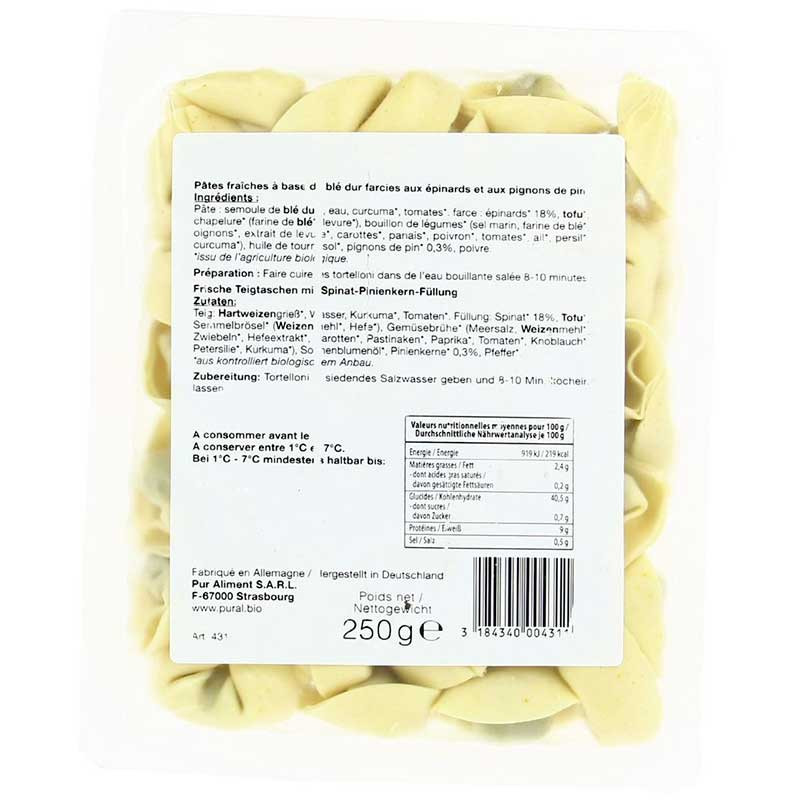 Pural tortelloni épinards pignons de pin