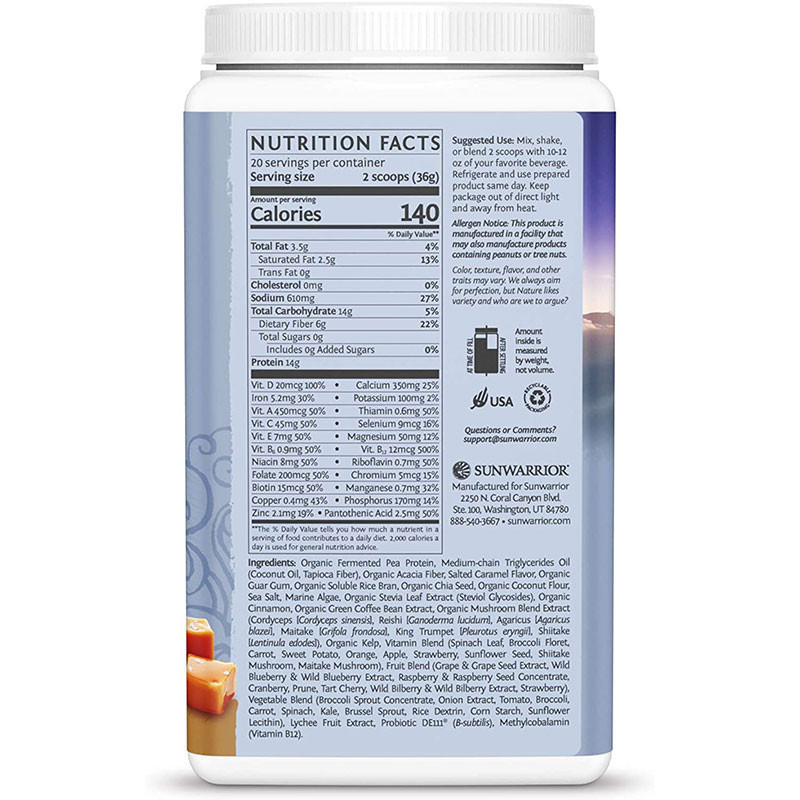 info nutritionnelle Illumin8 sunwarrior salted caramel