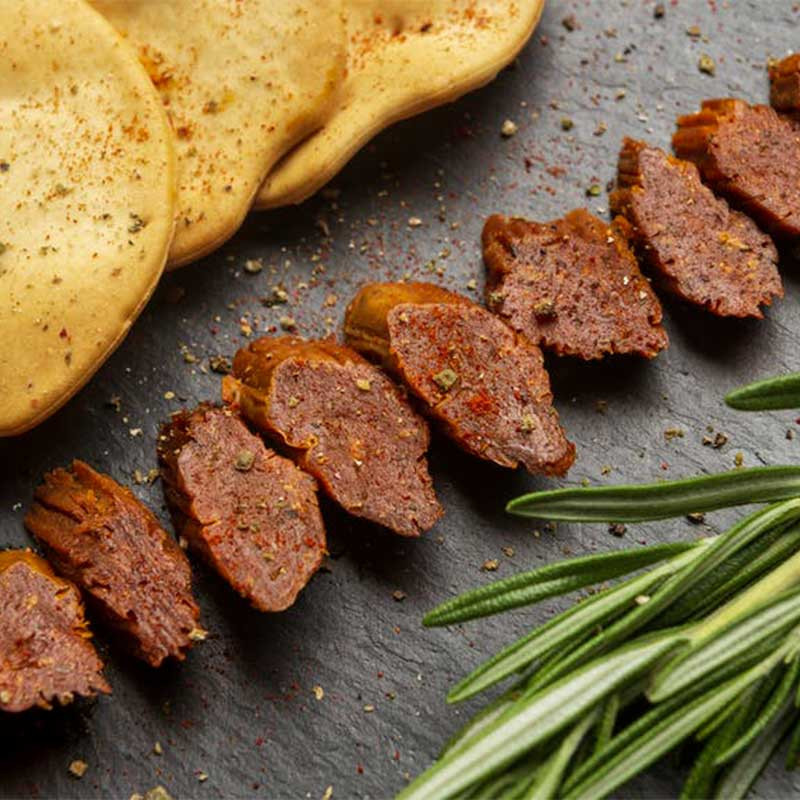 chorizo piquant vegan Calabizo