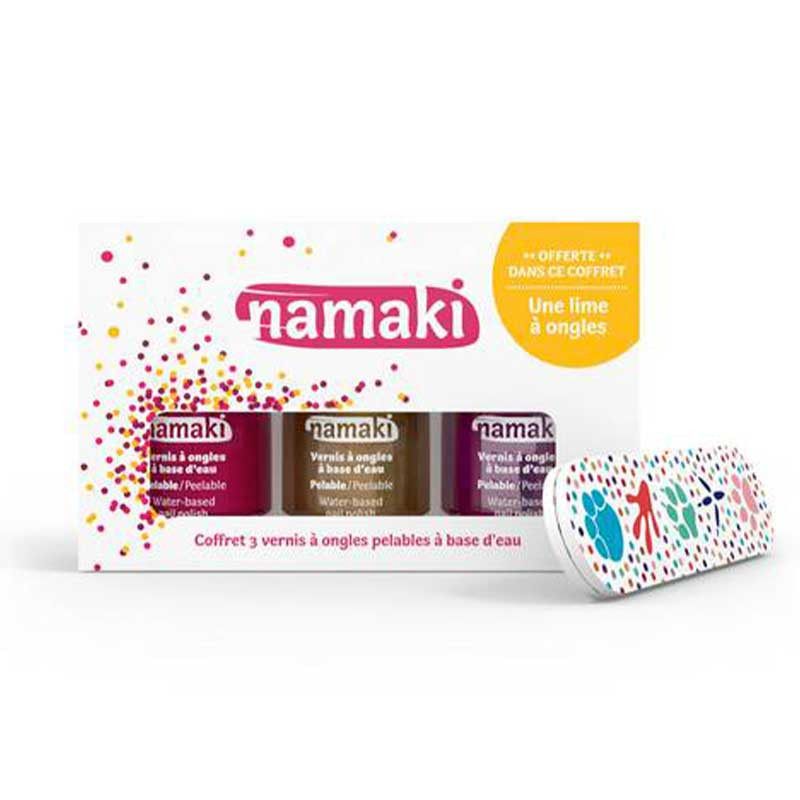 coffret vernis a ongles Namaki - framboise, or, fuchsia