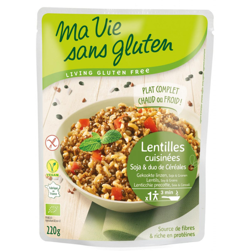 Céréales cuisinées Lentilles Soja Riz et Sarrasin - Ma Vie Sans Gluten