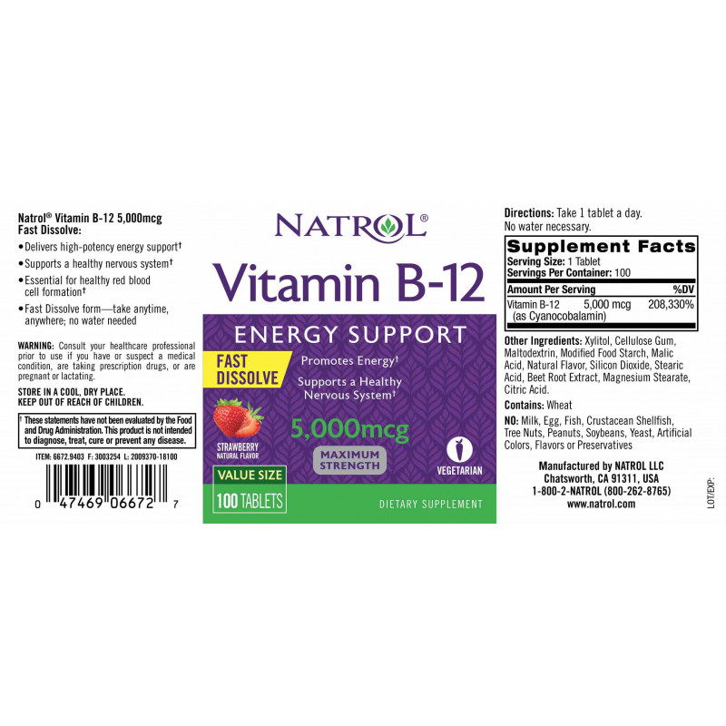 b12 natrol label