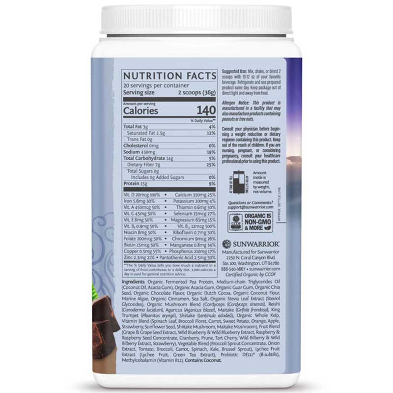 ingrédients lean meal chocolat SunWarrior