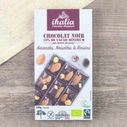 chocolat noir Ikalia - amandes raisins noisettes